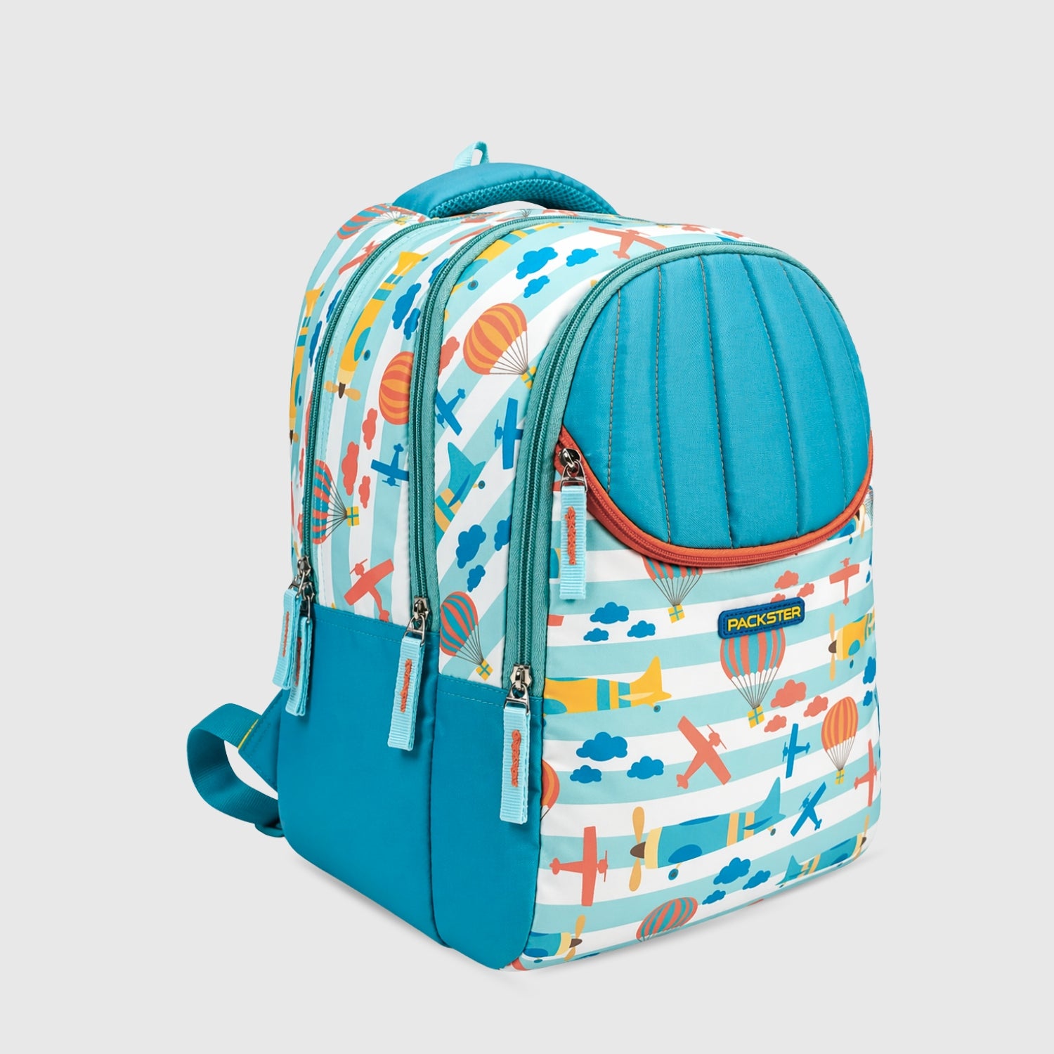 Packster MEDIUM-TEAL PARACHUTE 18L Toddler Backpack | Kids School Bag | Lightweight Water-Resistant | Bottle Holder | 4–7 Years