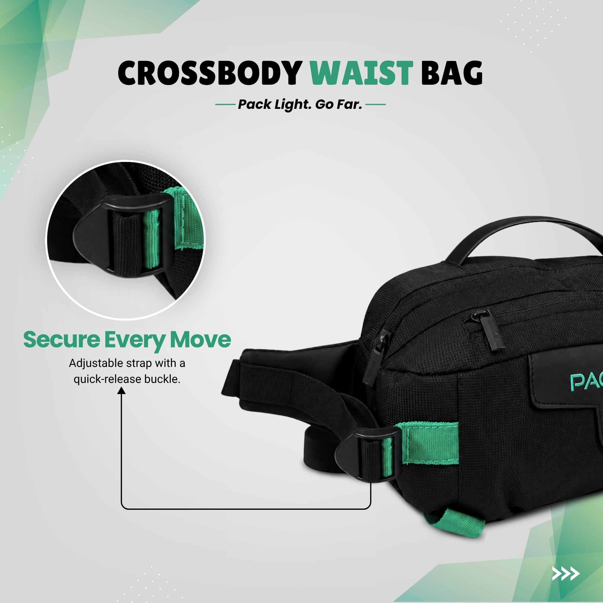 Black Waist Bag for Men &amp; Women