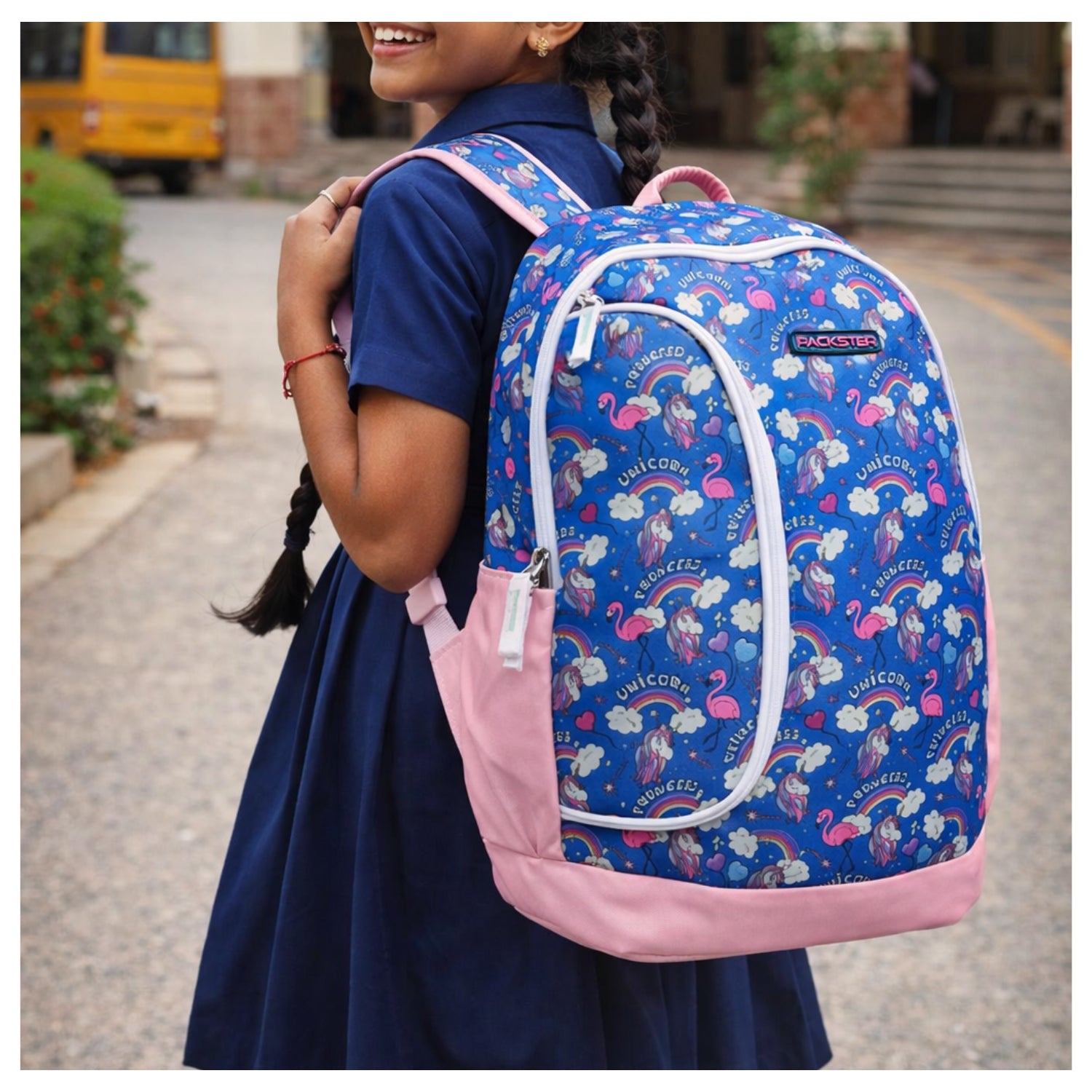 PACKSTER Princess Curious Blue Backpack – Water-Resistant, Lightweight, Multi-Compartment School Bag