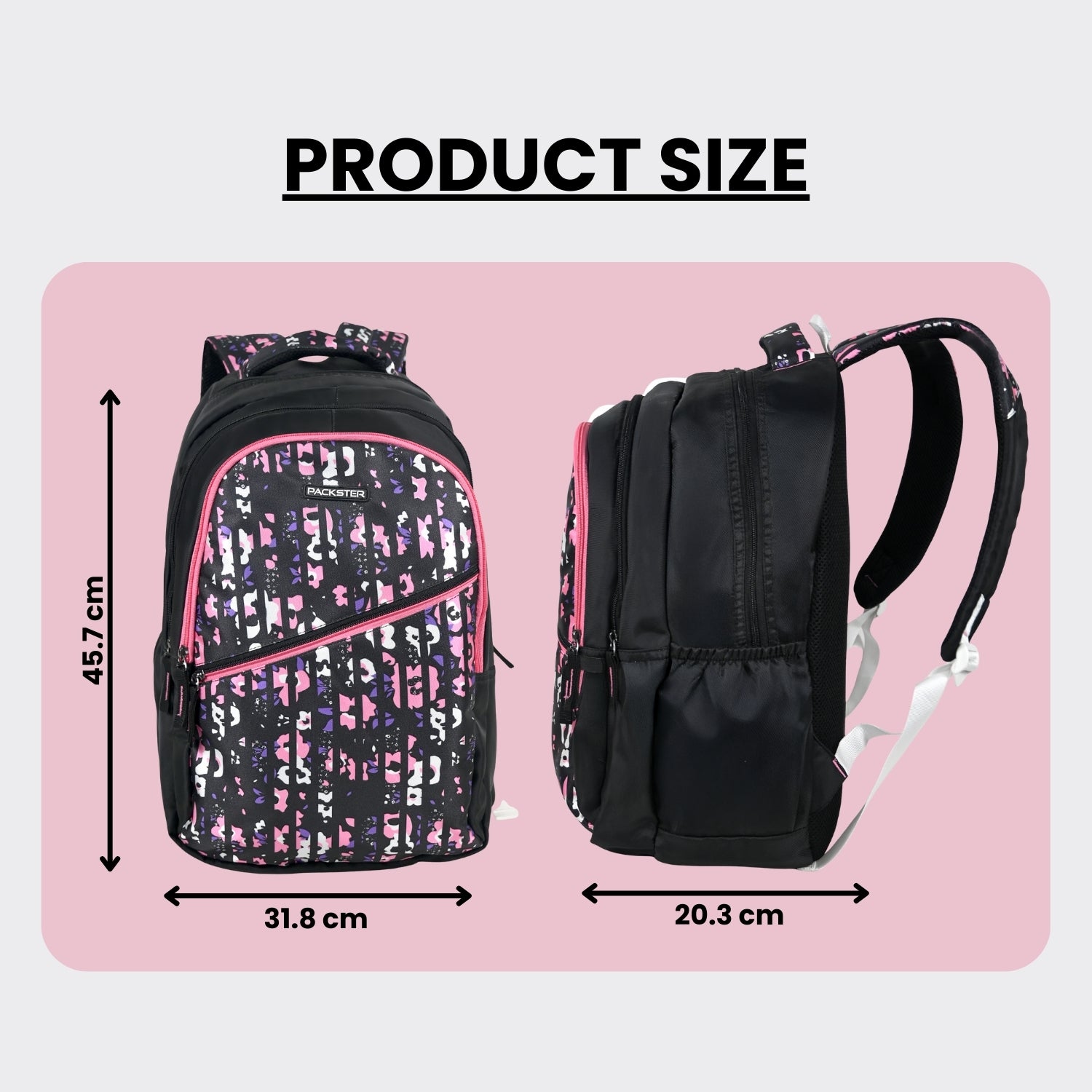 Packster Twilight Black 30L Backpack | Water-Resistant School Laptop Bag | Smart Storage | Kids & Teens