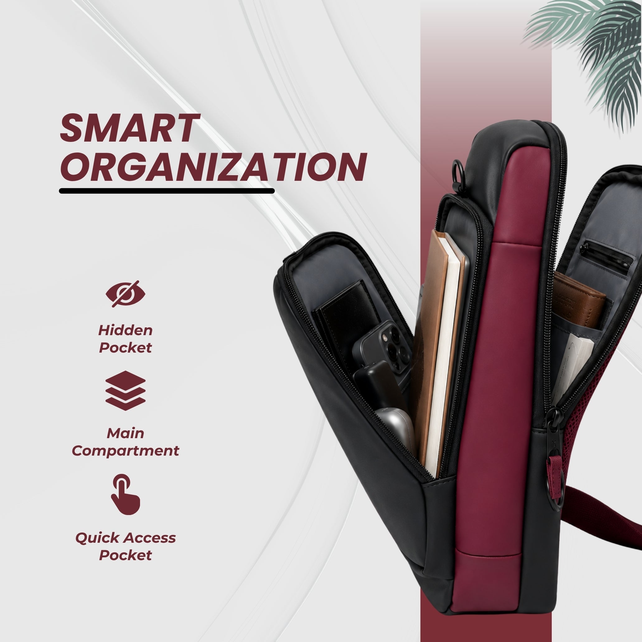 Maroon Sling Bag for Men &amp; Women