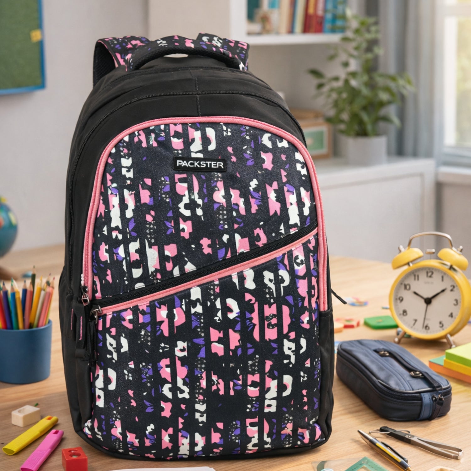 Packster Twilight Black 30L Backpack | Water-Resistant School Laptop Bag | Smart Storage | Kids & Teens