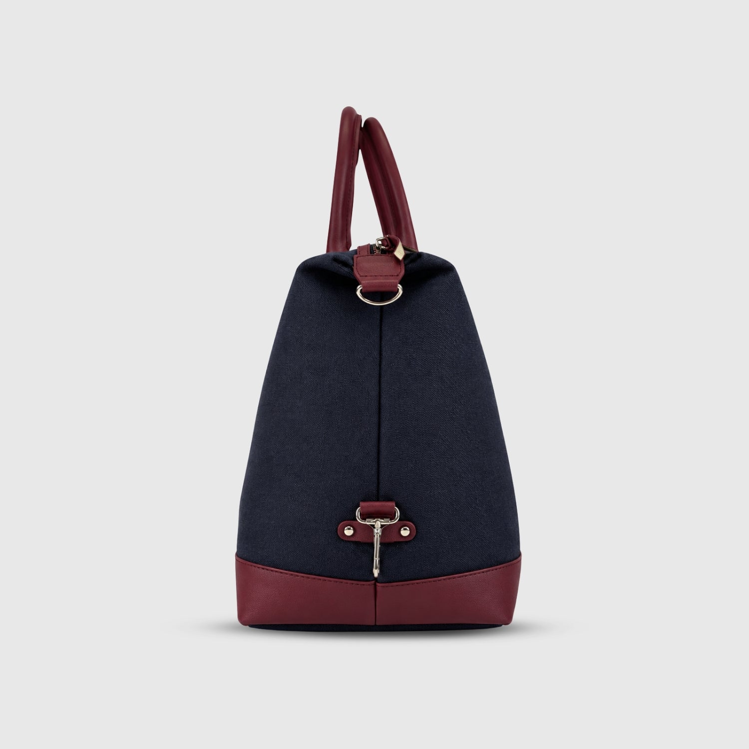 Packster Denaro 37L Navy + Maroon Weekender Duffle Bag for Men | Denim Travel Bag with Leatherette Handles, Adjustable Shoulder Strap, Front Zip Pocket & Water-Resistant Design