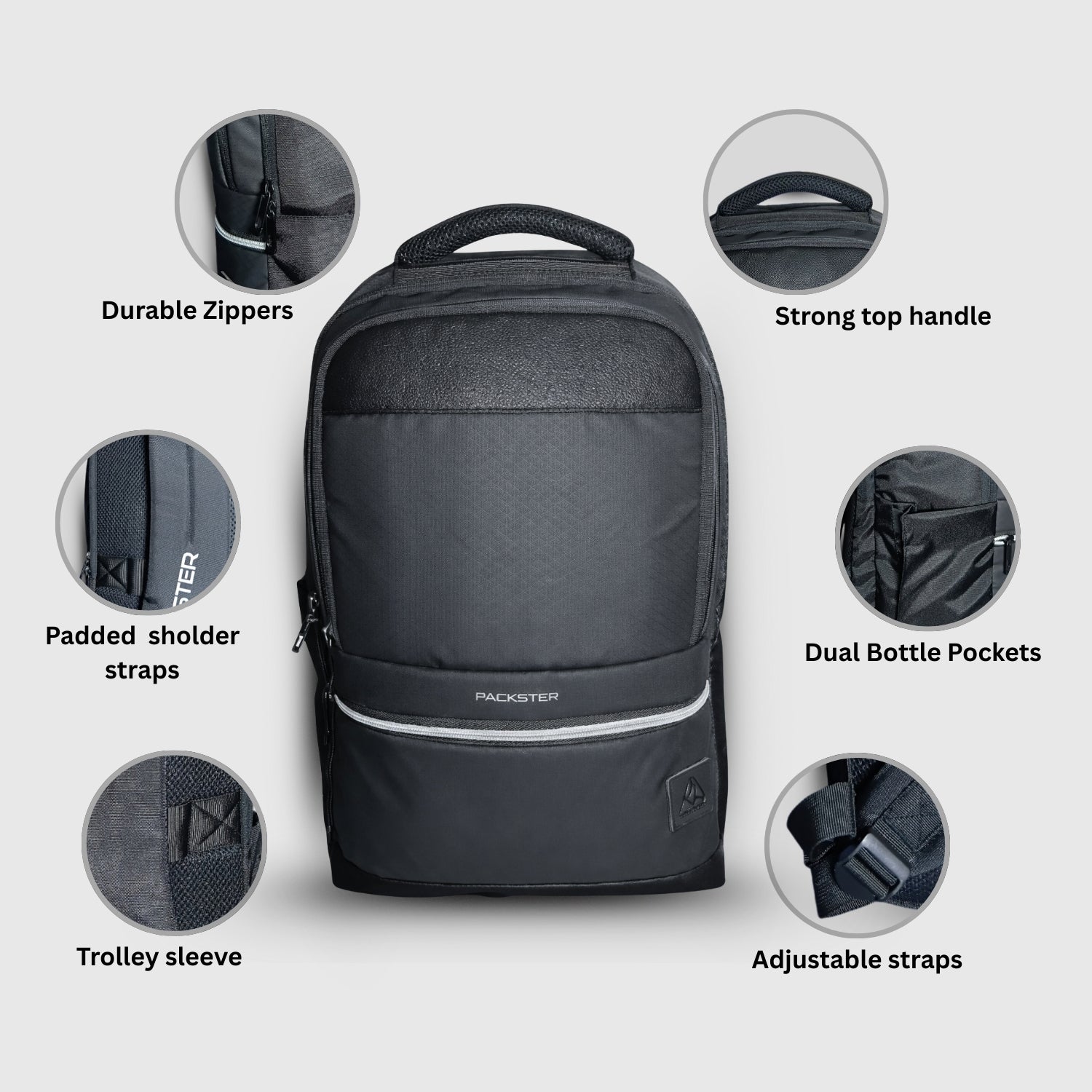  Black Backpack for Men-3