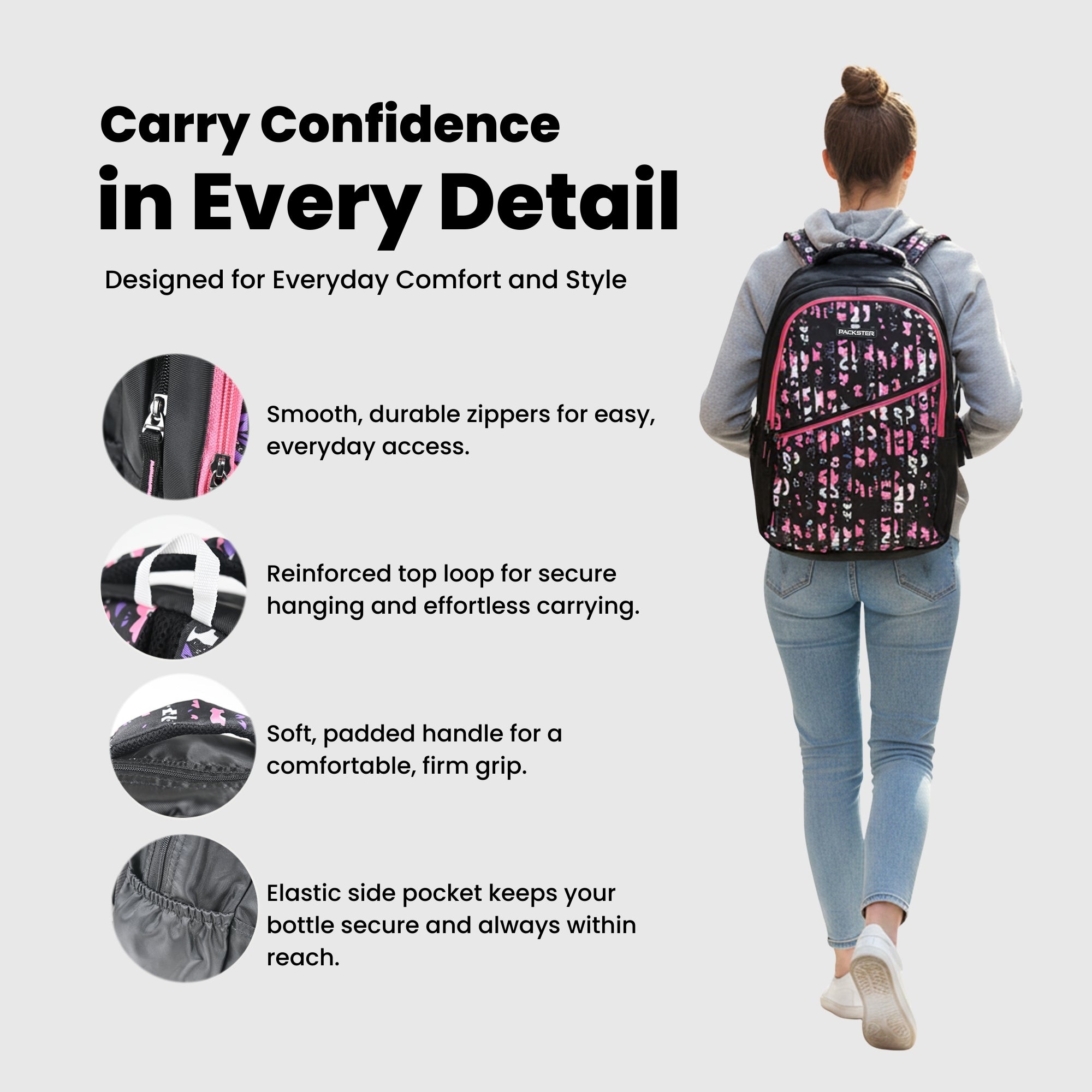 Packster Twilight Black 30L Backpack | Water-Resistant School Laptop Bag | Smart Storage | Kids & Teens