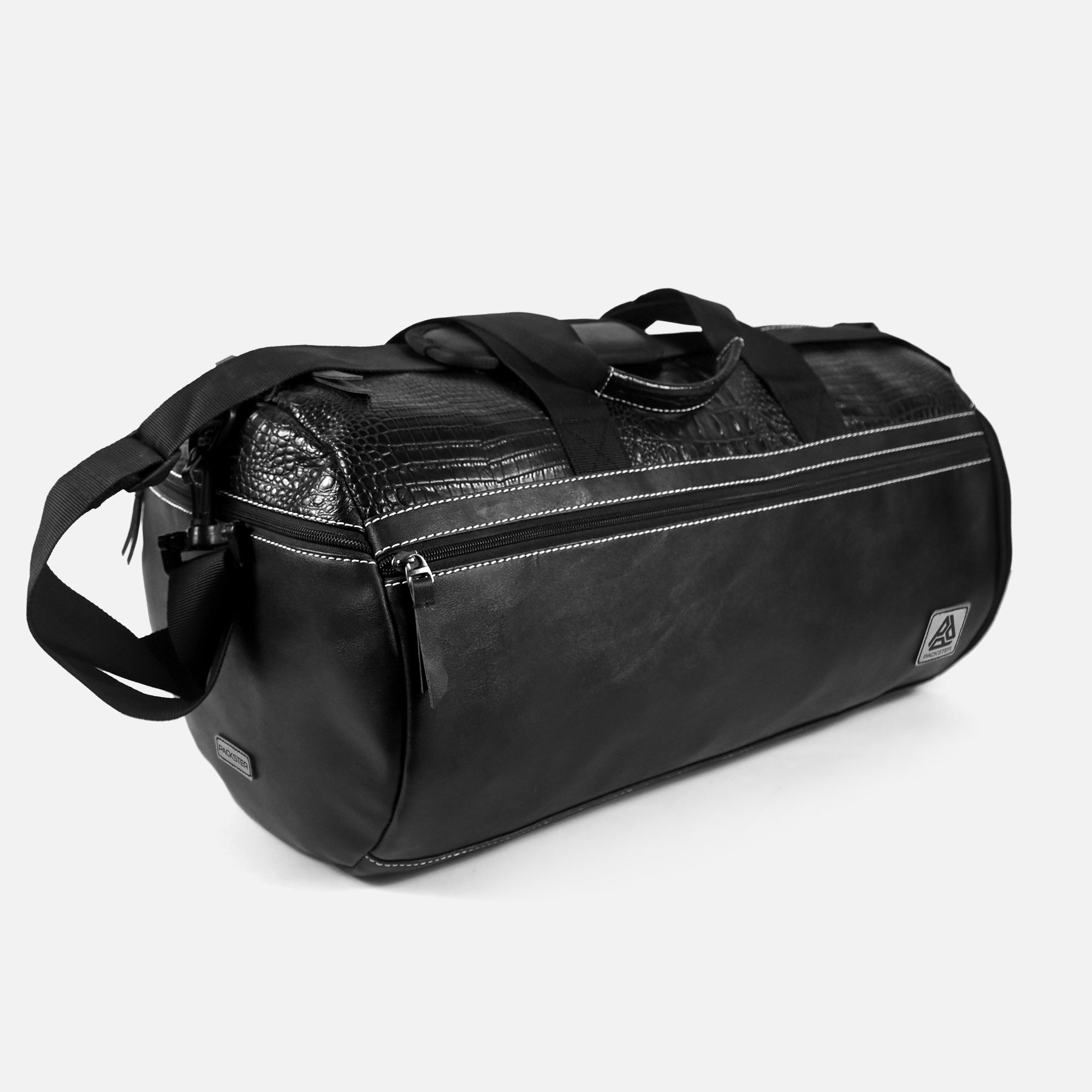 Duffle Bag | Dual-Texture Black with Croco Detailing