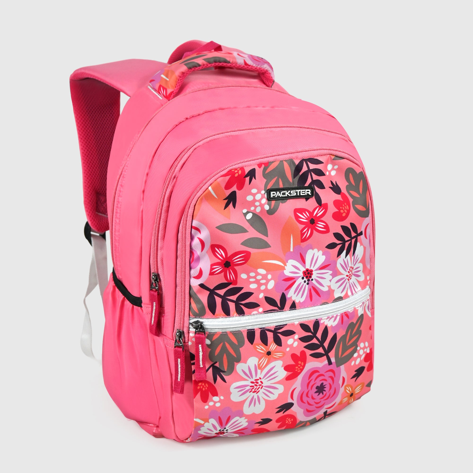 Packster BTS Series – Bloom Fiery Rose Pink School Backpack | 21L Water-Resistant Lightweight Bag for Girls