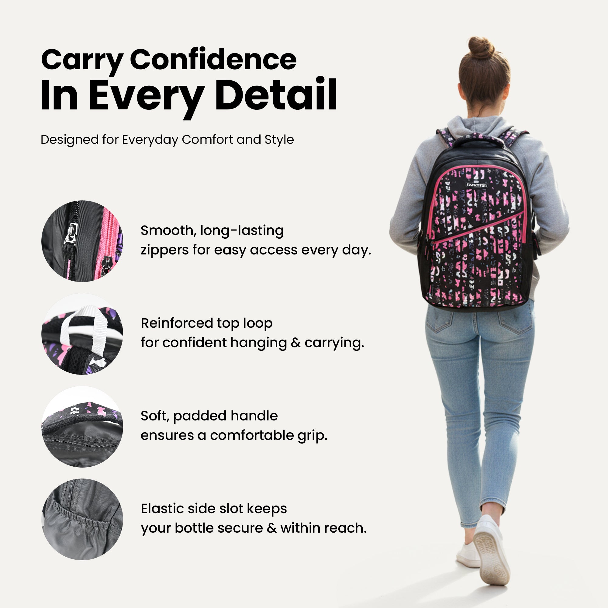 Packster BTS Series – Twilight Black School Backpack | 30L Water-Resistant Unisex Laptop