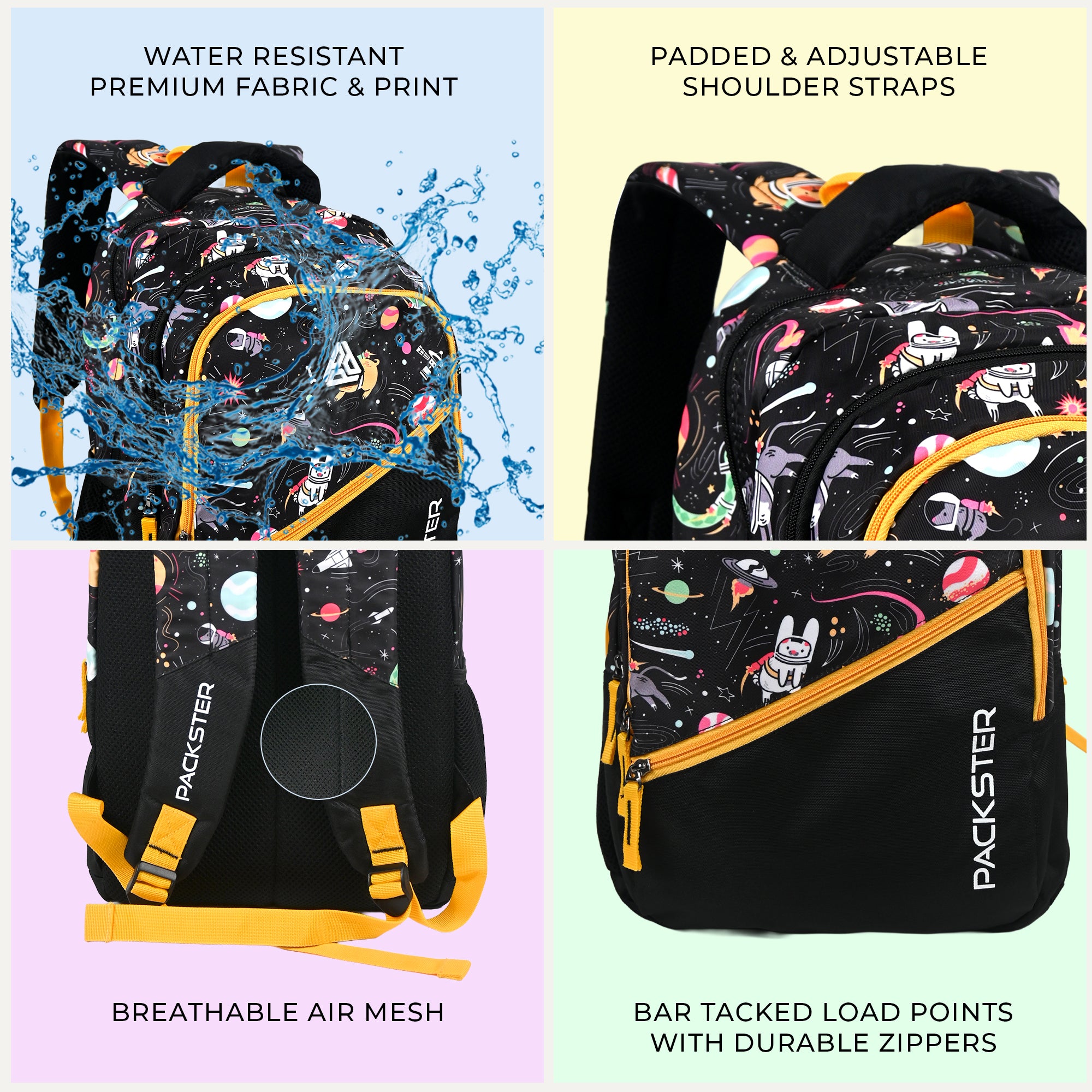 Packster BTS Series – Space Black School Backpack | 21L Water-Resistant Unisex Laptop Bag