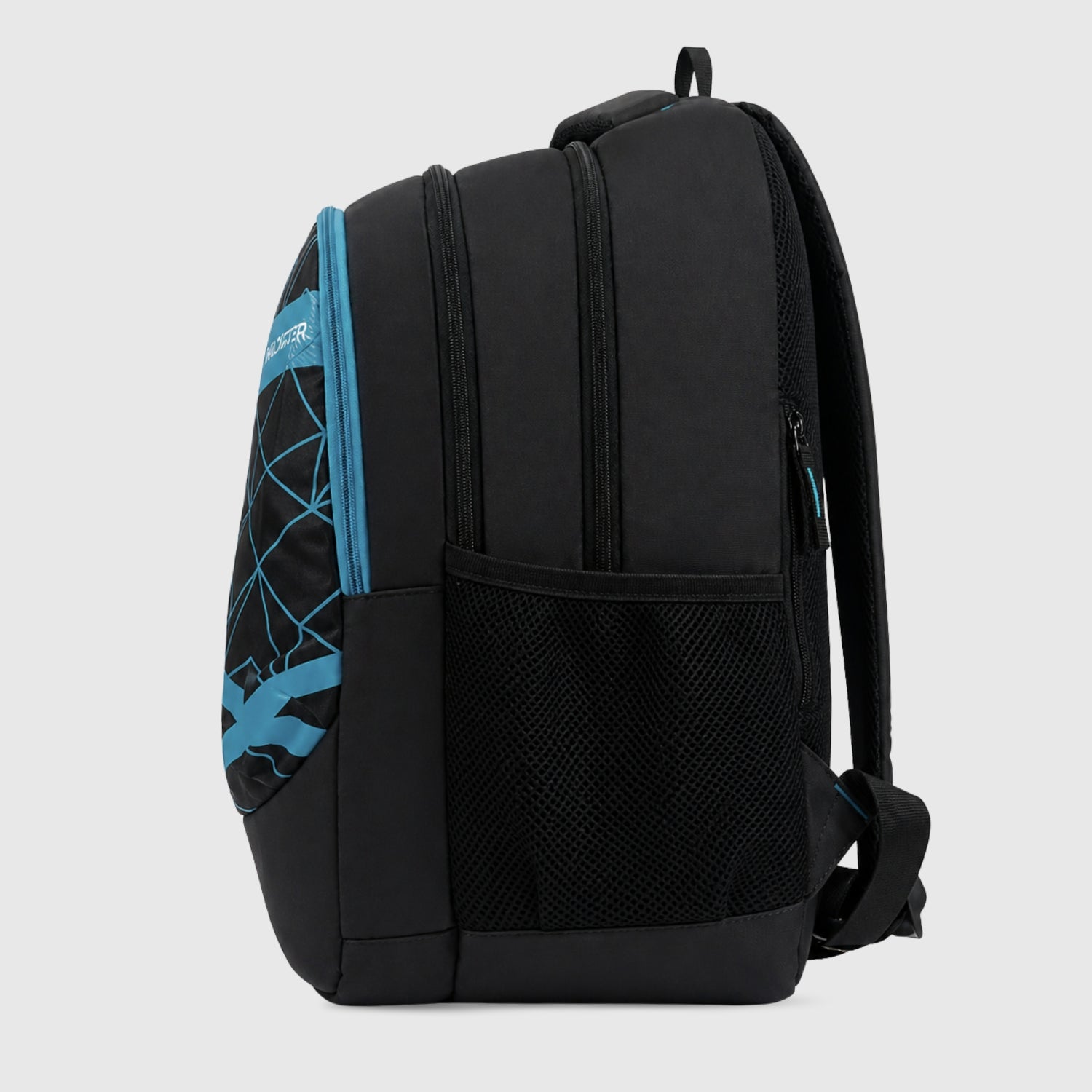 Packster Angler Black 37L Black Backpack for College Boys & Men | Triple Compartment Travel & Casual Bag with Laptop Sleeve, Organizer & Bottle Holder