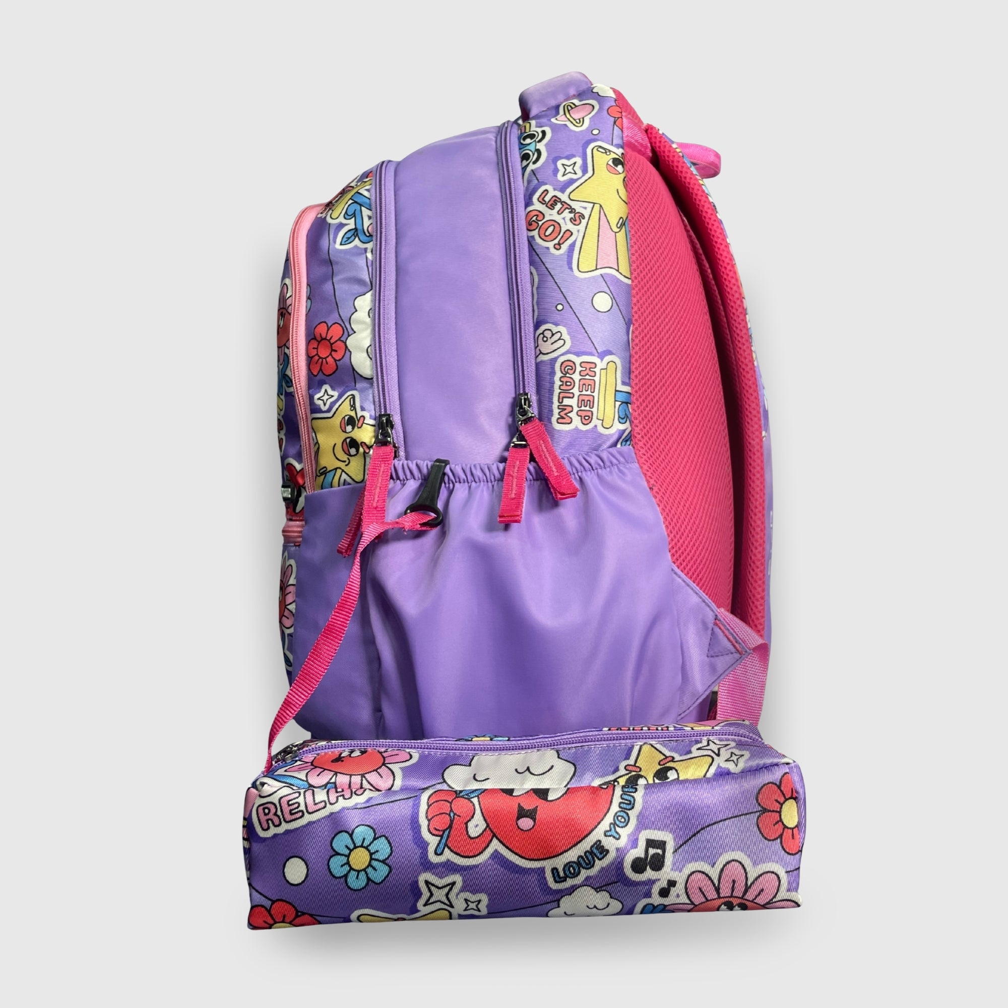 Packster kids Lavender School Backpack 35L | With Pencil Case, Water-Resistant, Triple Compartment.
