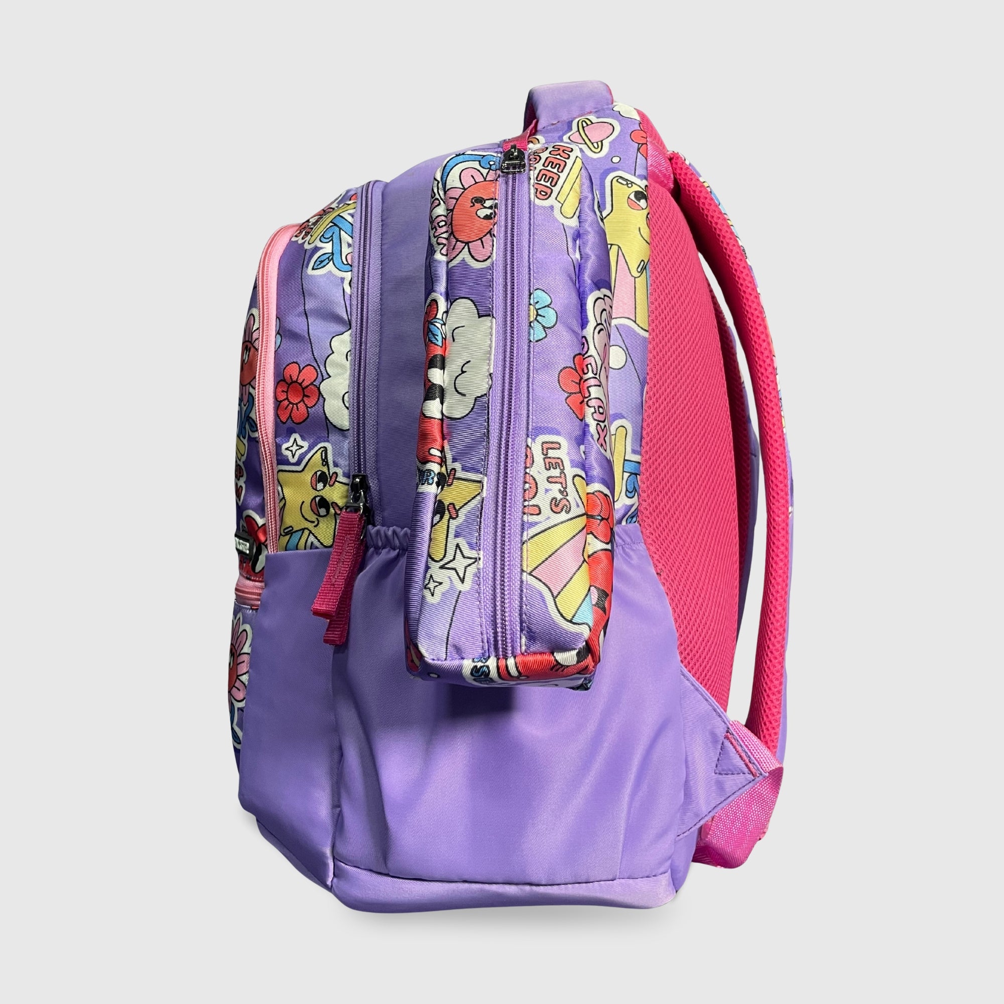 Packster kids Lavender School Backpack 35L | With Pencil Case, Water-Resistant, Triple Compartment.