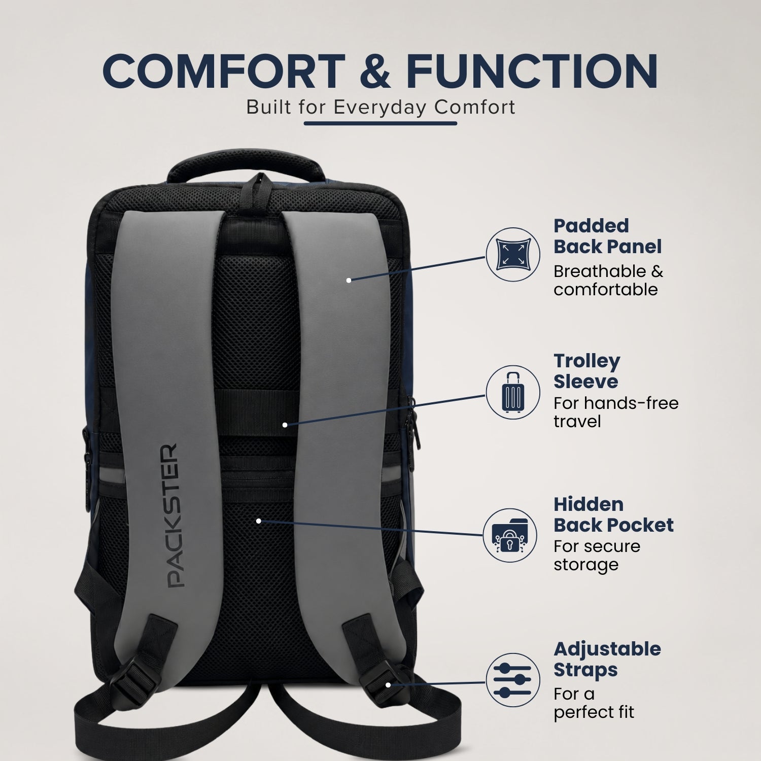 Grey Navy Professional Laptop Bag